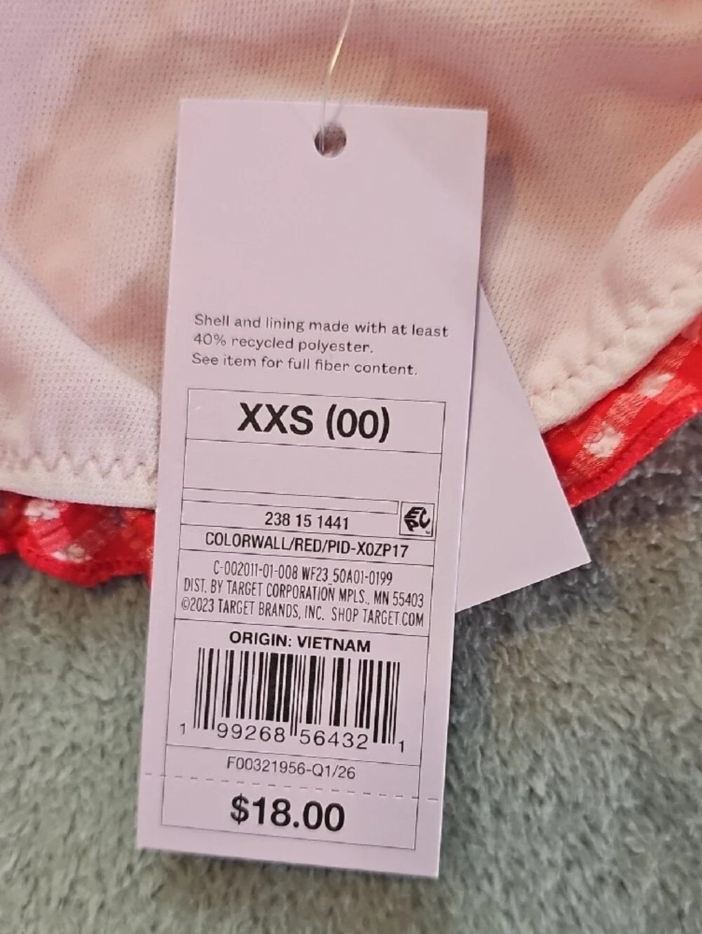 Wild Fable Wimen's XXS Seersucker Ruffled Red/Pink Gingham Bikini Set